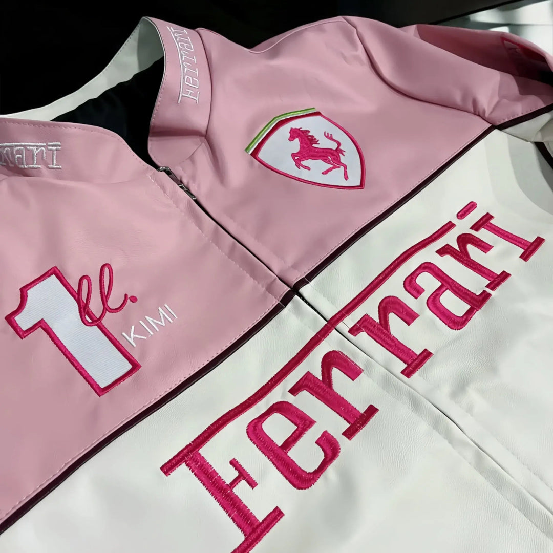 Revnhaus Vintage F1 Rarri Racing Leather Jacket (pink)