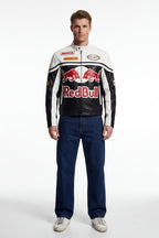 Red Bull racing leather jacket with Motul and Michelin logos from revnhaus