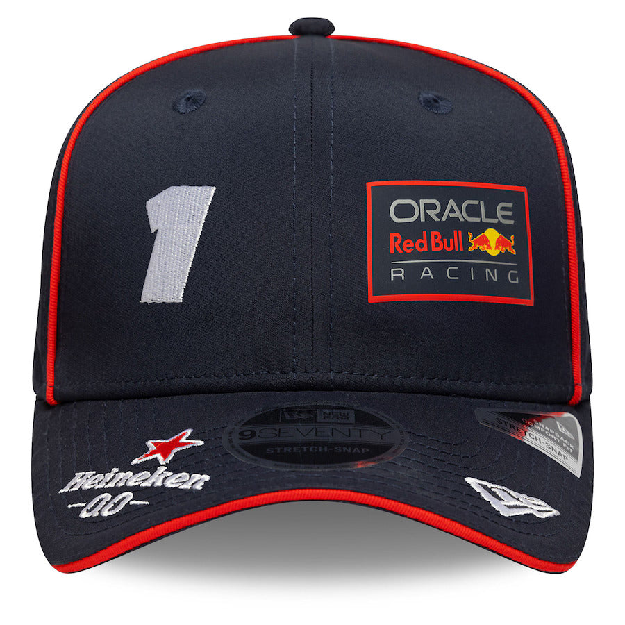 Oracle Red Bull Racing cap with #1, Heineken logo, red trim, New Era 9FIFTY from revnhaus