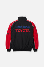 Black and red Toyota Panasonic racing jacket with embroidered logos, from revnhaus