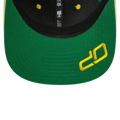 Green and yellow motorsport cap with embroidered logo, from revnhaus