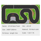 2412A RC drift race track mat with green grass, trees, and PU fence, 1:64/1:76 scale from revnhaus